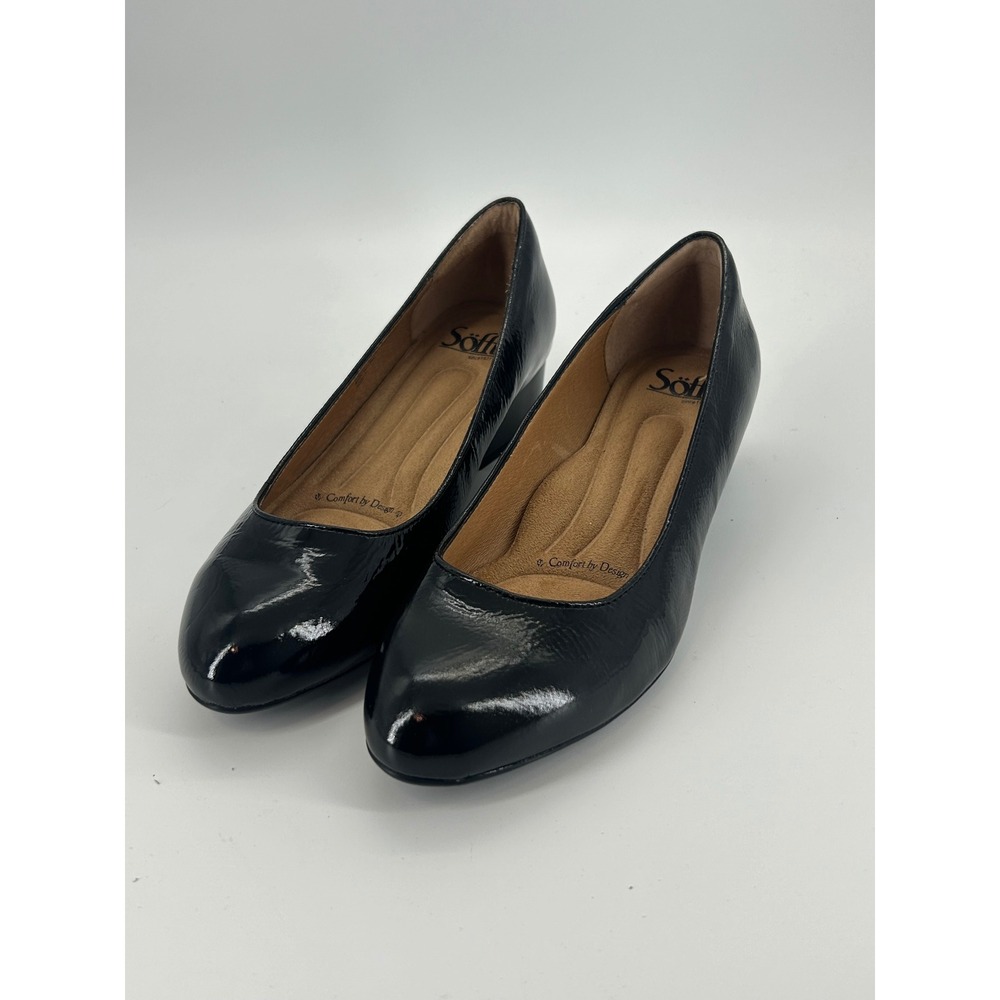 Söfft Black Patent Leather Low‎ Heel Pumps Women's Size 8.5M Comfort Dress Shoes